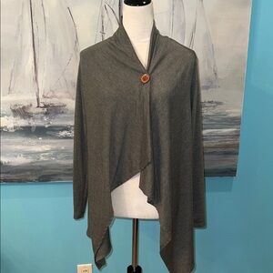Bobeau Wrap Style Long Sleeve Buttoned Blouse, Small
